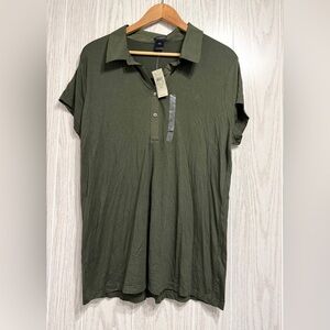 Ann Taylor Olive Green Short Sleeve Polo Top Size XL NWT